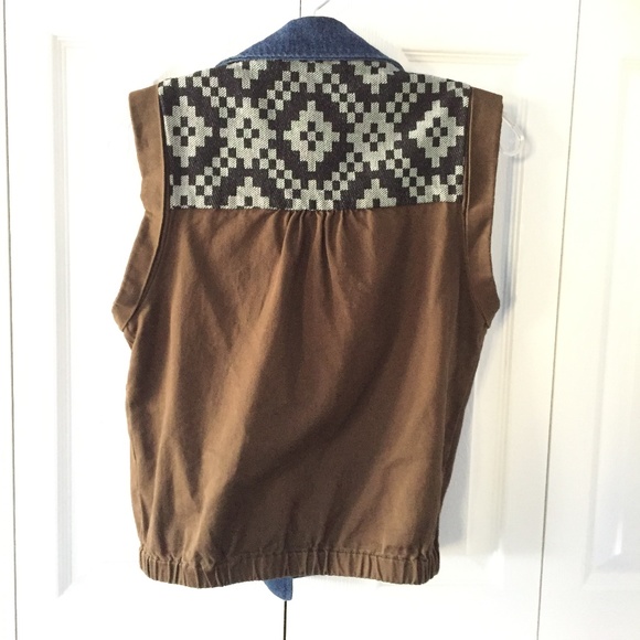 womens brown and denim vest - Picture 3 of 4